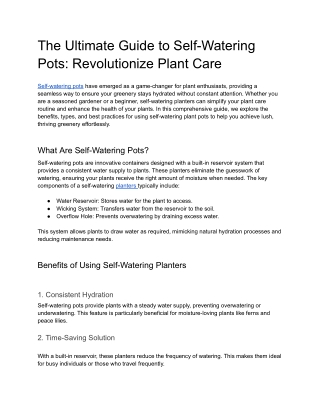 Self-Watering Pots Ultimate Guide to Effortless Plant Care