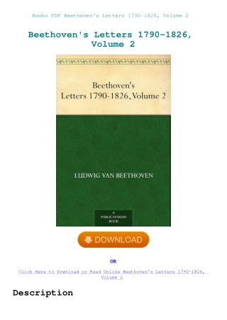 Books PDF Beethoven's Letters 1790-1826  Volume 2