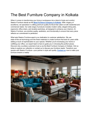 The Best Furniture Company in Kolkata