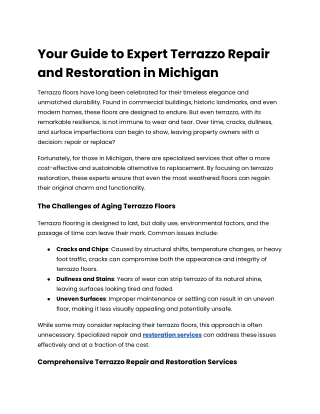 Your Guide to Expert Terrazzo Repair and Restoration in Michigan