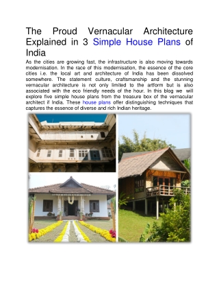 The Proud Vernacular Architecture Explained in 3 Simple House Plans of India
