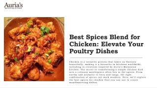 Best Spices Blend for Chicken Elevate Your Poultry Dishes