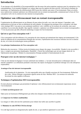 “Optimiser son référencement tout en restant écoresponsable”