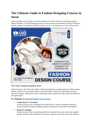 The Ultimate Guide to Fashion Designing Courses in Surat