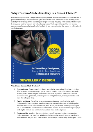 Why Custom Made Jewellery is a Smart Choice