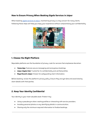 How to Ensure Privacy When Booking Gigolo Services in Jaipur