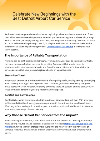 Celebrate New Beginnings with the Best Detroit Airport Car Service