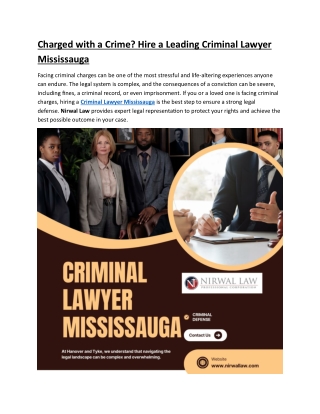 Charged with a Crime Hire a Leading Criminal Lawyer Mississauga
