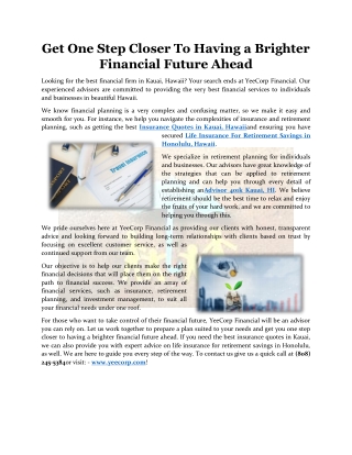 Get One Step Closer To Having a Brighter Financial Future Ahead