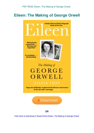 PDF READ Eileen The Making of George Orwell