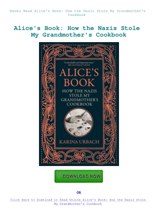 Books Read Alice's Book How the Nazis Stole My Grandmother's Cookbook