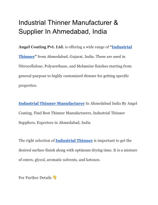 Industrial Thinner Manufacturer & Supplier In Ahmedabad, India