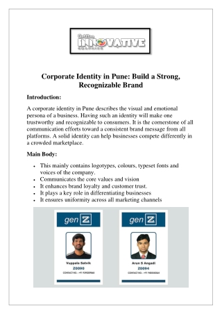 Corporate Identity in Pune