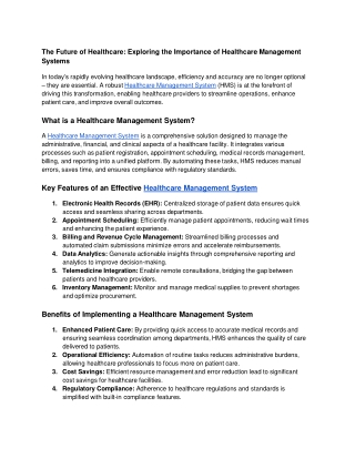 The Future of Healthcare_ Exploring the Importance of Healthcare Management Systems
