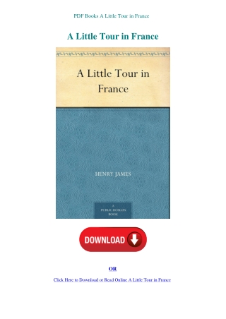 PDF Books A Little Tour in France