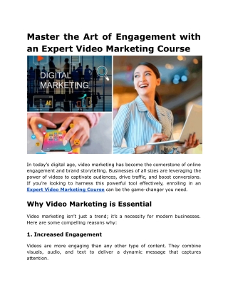 Master the Art of Engagement with an Expert Video Marketing Course