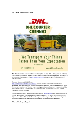 DHL Courier Chennai