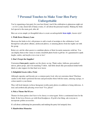 7 Personal Touches to Make Your Hen Party Unforgettable