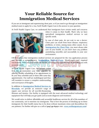 Your Reliable Source for Immigration Medical Services