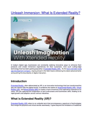 Unleash Immersion What Is Extended Reality