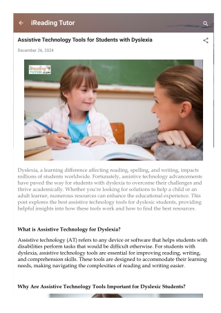 Assistive Technology Tools for Students with Dyslexia