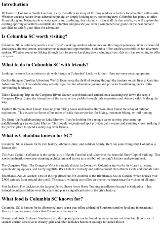 Sporting Adventures: Outdoor Activities for Thrill-Seekers in Columbia, SC