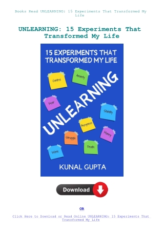 Books Read UNLEARNING 15 Experiments That Transformed My Life