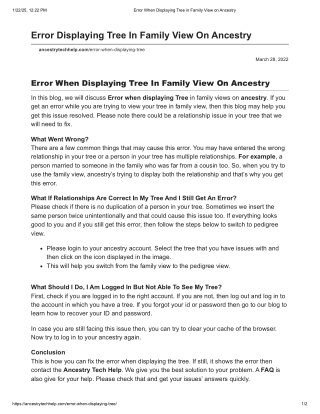 Error When Displaying Tree in Family View on Ancestry