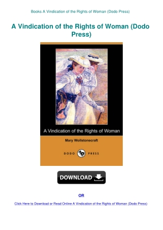 Books A Vindication of the Rights of Woman (Dodo Press)