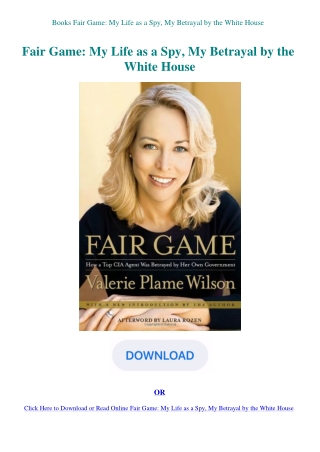 Books Fair Game My Life as a Spy  My Betrayal by the White House