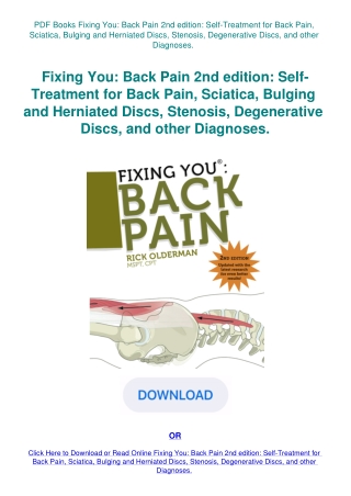 PDF Books Fixing You Back Pain 2nd edition Self-Treatment for Back Pain  Sciatica  Bulging and Herni