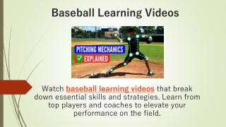Baseball Learning Videos