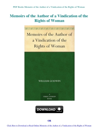 PDF Books Memoirs of the Author of a Vindication of the Rights of Woman