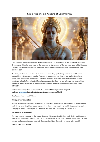Exploring the 10 Avatars of Lord Vishnu