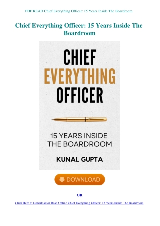 PDF READ Chief Everything Officer 15 Years Inside The Boardroom