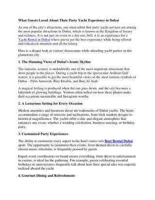 What Guests Loved About Their Party Yacht Experience in Dubai