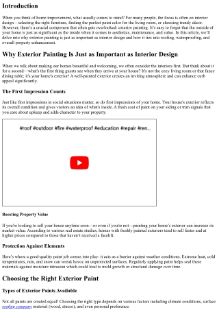 Why Exterior Painting Is Just as Important as Interior Design