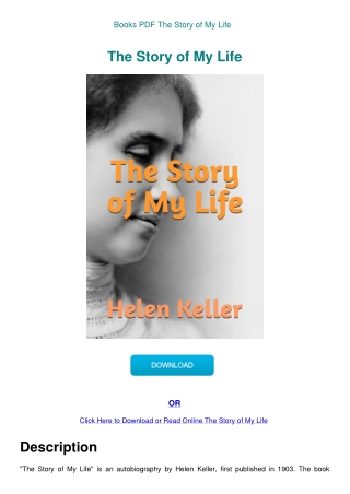 Books PDF The Story of My Life