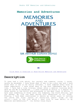 Books PDF Memories and Adventures