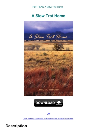 PDF READ A Slow Trot Home