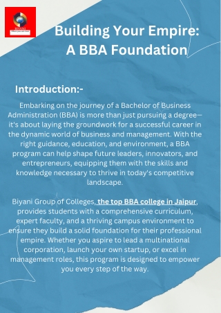 A Student's Guide to Succeeding in a BBA Program