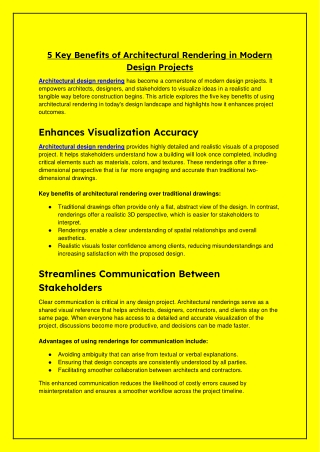 5 Key Benefits of Architectural Rendering in Modern Design Projects