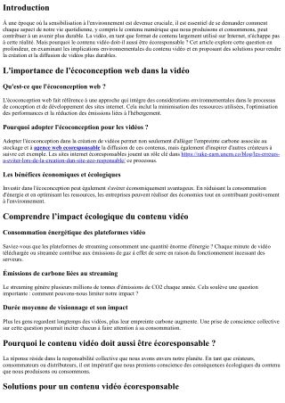 “Pourquoi le contenu vidéo doit aussi être écoresponsable”