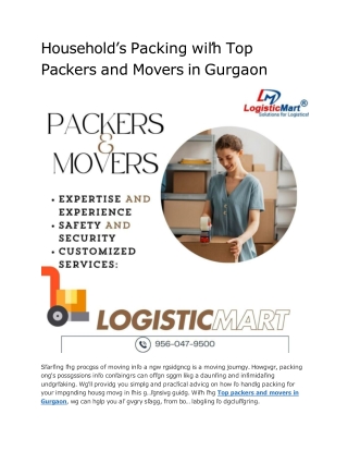 Household’s Packing with Top Packers and Movers in Gurgaon