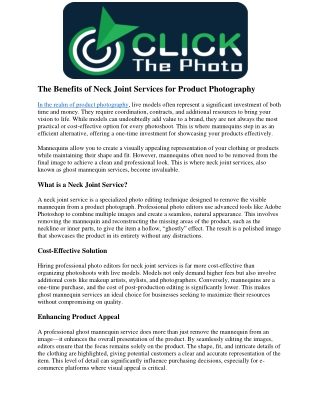 The Benefits of Neck Joint Services for Product Photography