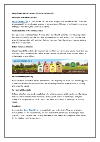 Why Choose Wood Pressed Oils Over Refined Oils?