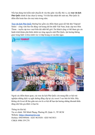 Tour Phu Quoc, danh sach Tour Phu Quoc Tron Goi