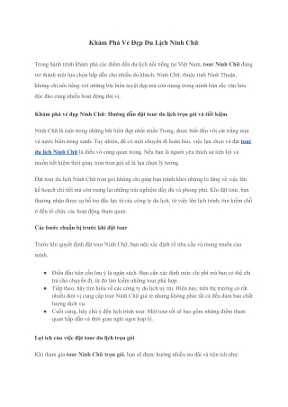 Kham pha ve dep du lich ninh chu