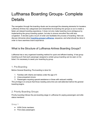 Lufthansa Boarding Groups- Complete Details
