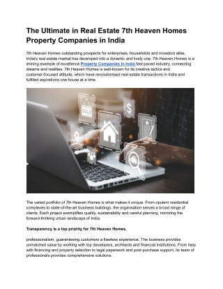 The Ultimate in Real Estate 7th Heaven Homes Property Companies in India